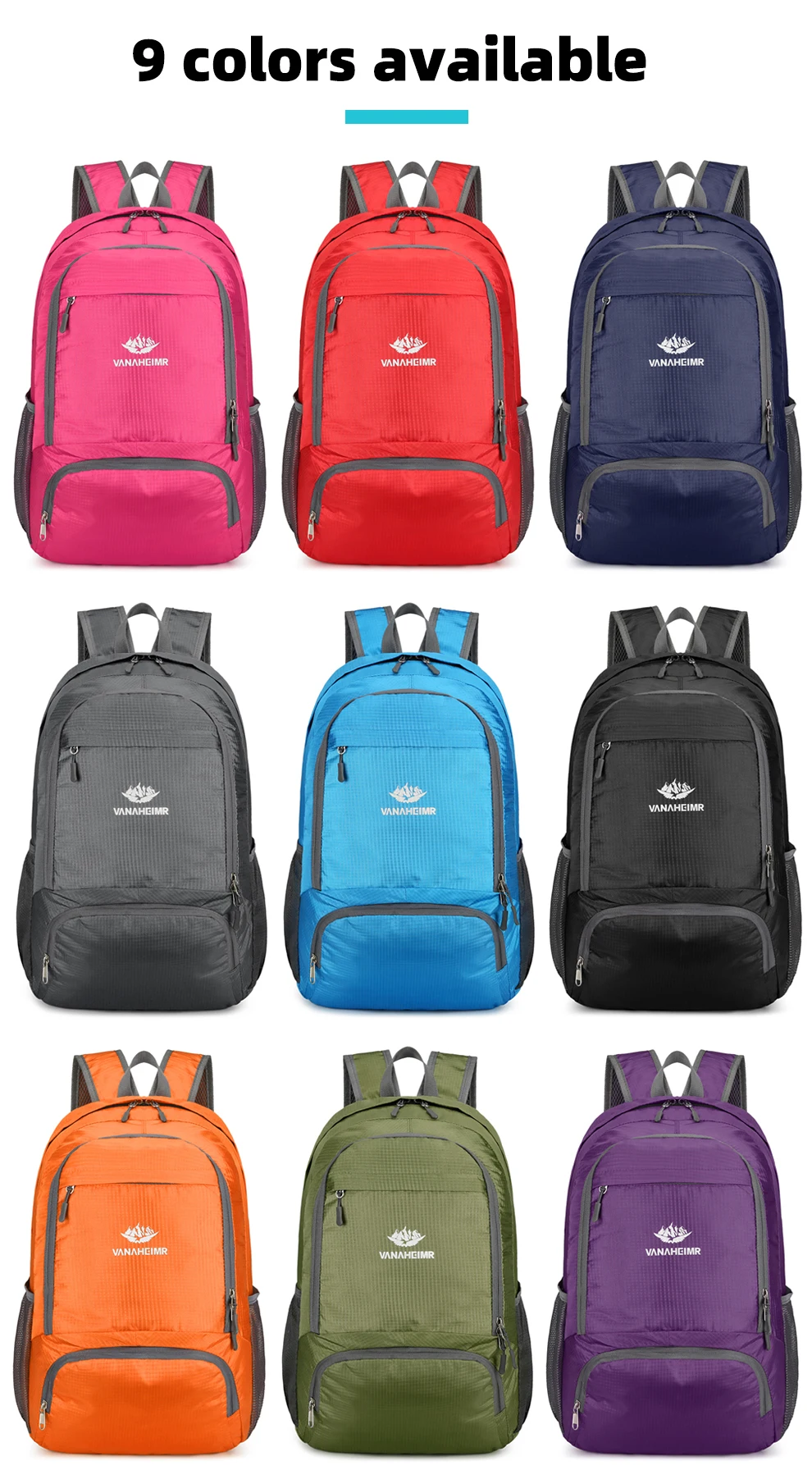 23l packbarer Rucksack faltbare ultraleichte Outdoor-Reisetasche großer zusammen klappbarer Rucksack Wander reise rucksack Bergsteiger-Tages rucksack Geringes Gewicht hohe Kapazität Wasserabweisendes Gewebe Top Punc – Detail 3