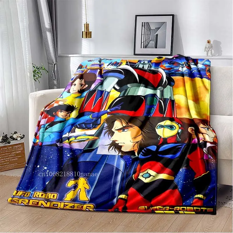 Goldorak Actarus UFO Robot Grendizer Fleece Throw Blankets for Home Picnic Travel Plane Office Portable Blanket for Kids Adults