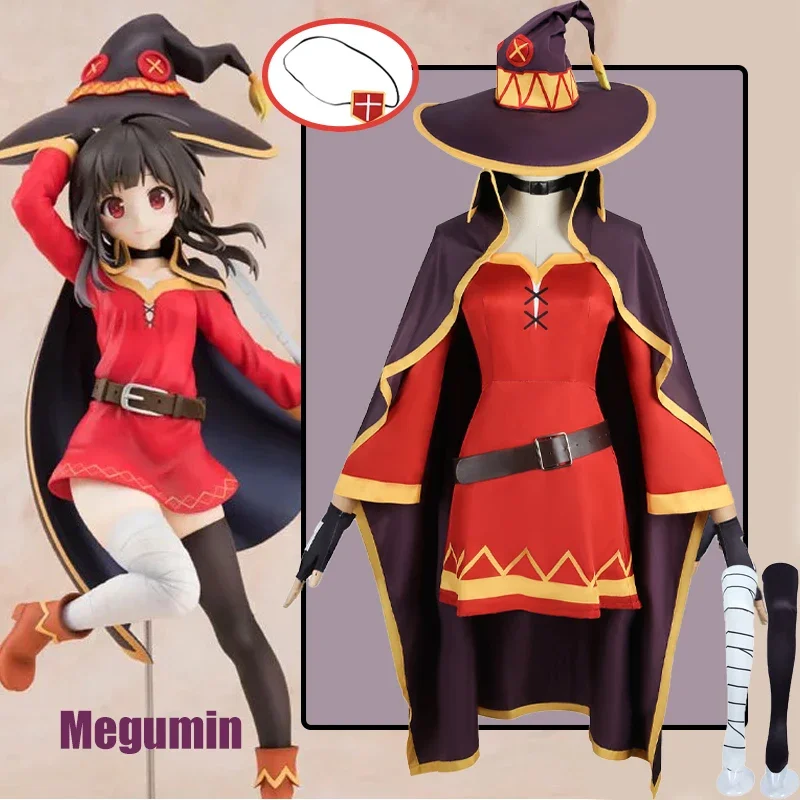 

Megumin Cosplay Costume KonoSuba: God's Blessing on This Wonderful World Magic Little Witch Outfit Hat Halloween Costume Girls