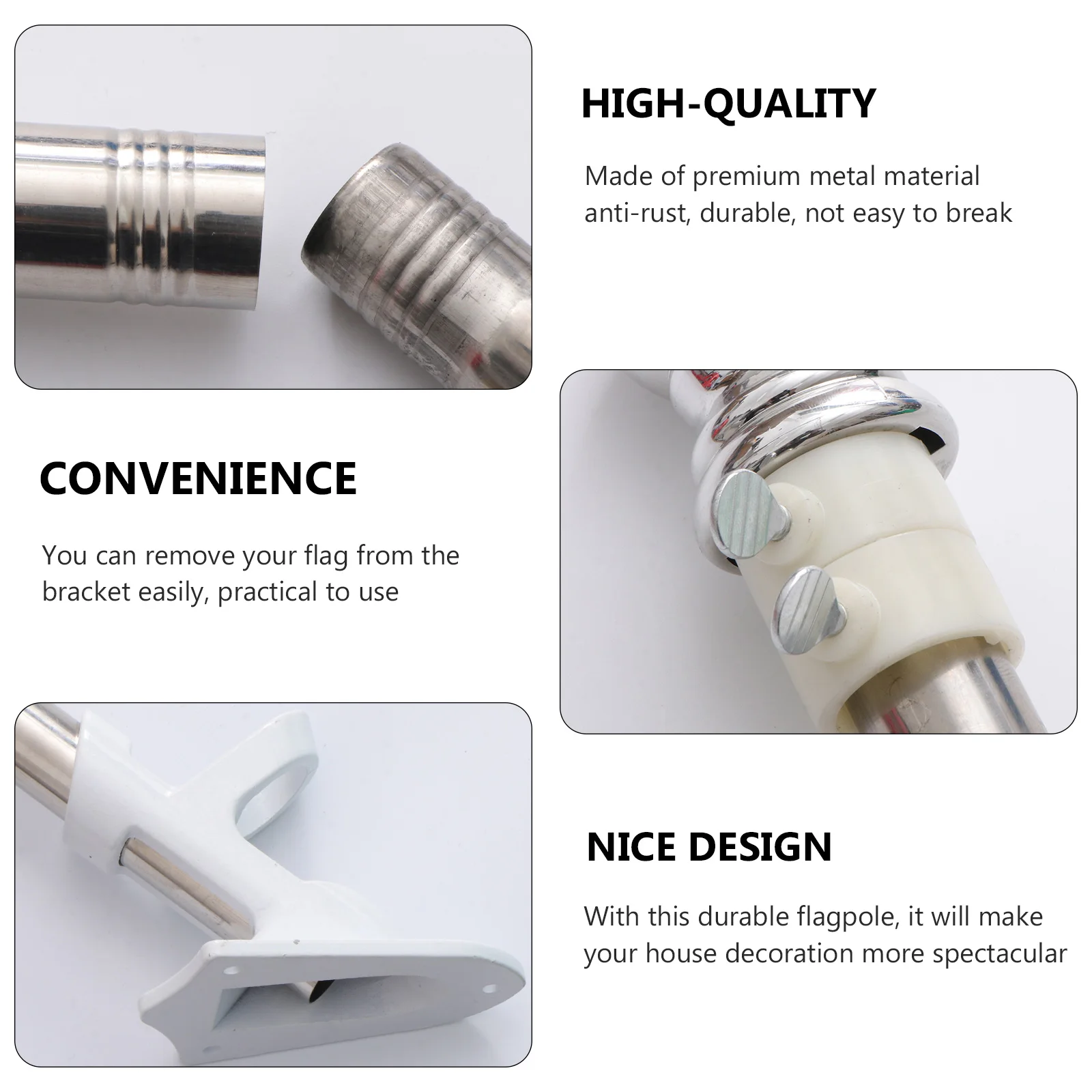 

Gold-plated Flagpole Durable Metal Smooth Rotation Anti-rust Rotating Flagpole Outdoor Garden House Decoration Flag Bracket