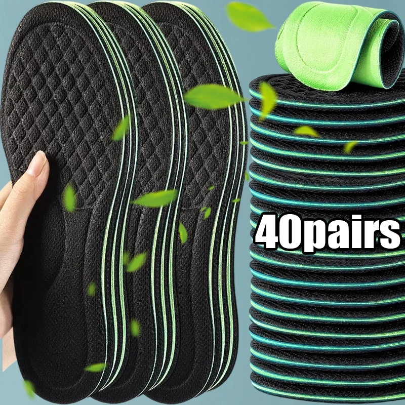 Nano Deodorant Shoe Inserts Breathable Odor Elimination Sports Insoles Sweat Absorbent Anti-smell Shoe Pads for Running Sneakers