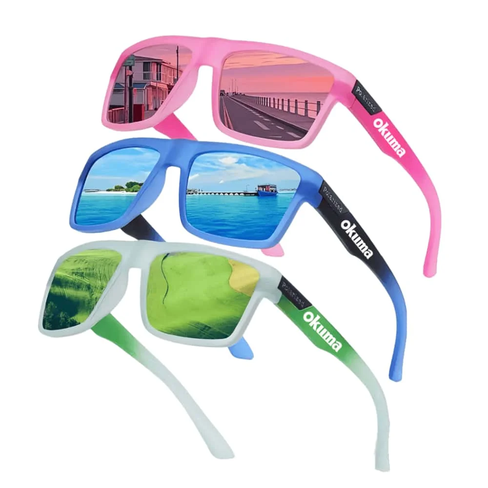 creative fashion color blocking okuma Polarized Sunglasses Men Women Outdoor Hunting Fishing Driving Bicycle UV400 glasses