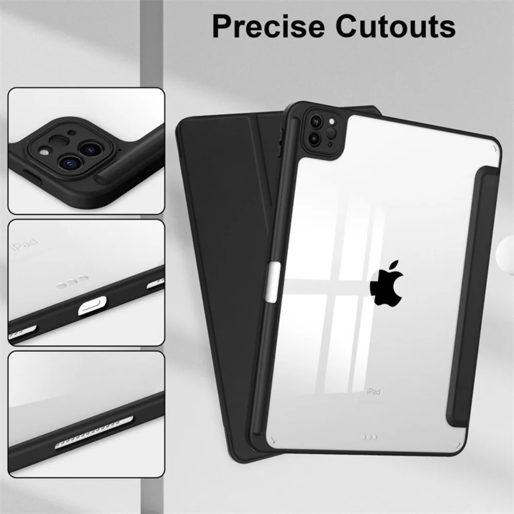 With Pencil Holder Funda For ipad pro 13 inch case 2024 M4 Pro 11 Smart Cover For iPad Air 13 M2 Air 11 inch 2024 Tablet Case