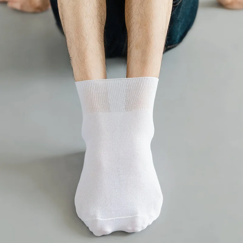 Calcetines cortos para hombre, además de calcetines grandes de algodón de negocios, sólidos, sueltos, absorbentes del sudor, antibacterianos, para maridos y padres, calcetines cálidos transpirables