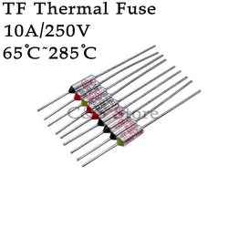 10pcs TF Thermal Fuse RY 10A 250V Temperature 65C 85C 100C 105C 110C 120C 130C 152C 165C 172C 185C 192C 200C 216C 240C 250C 285C