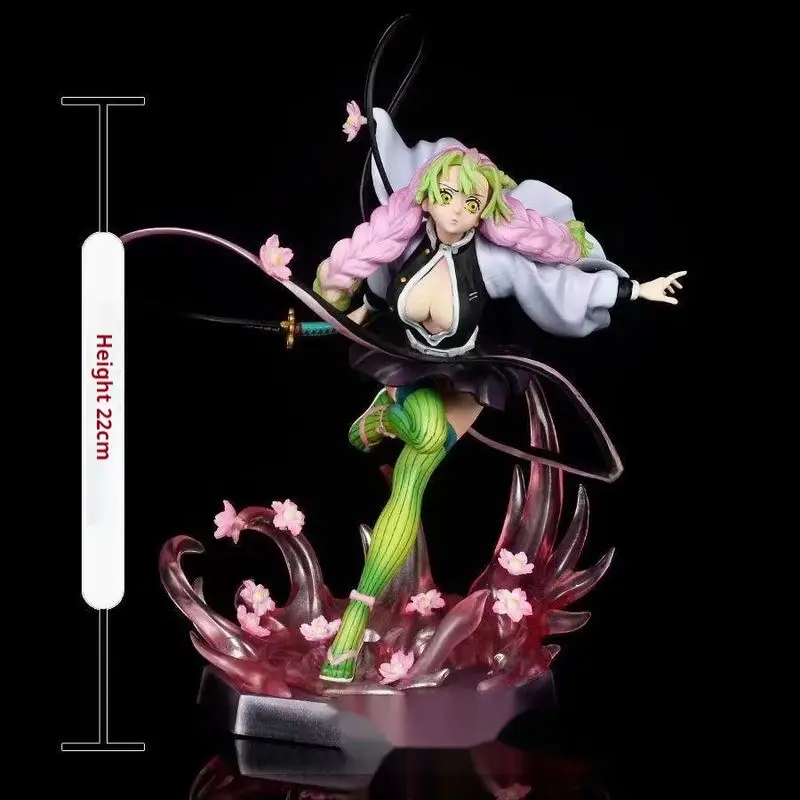 Hot 22cm Demon Slayer Kanroji Mitsuri Anime Girl Figure Model Gk Statue Boys Collection Desktop Decoration Ornament Toys Gifts