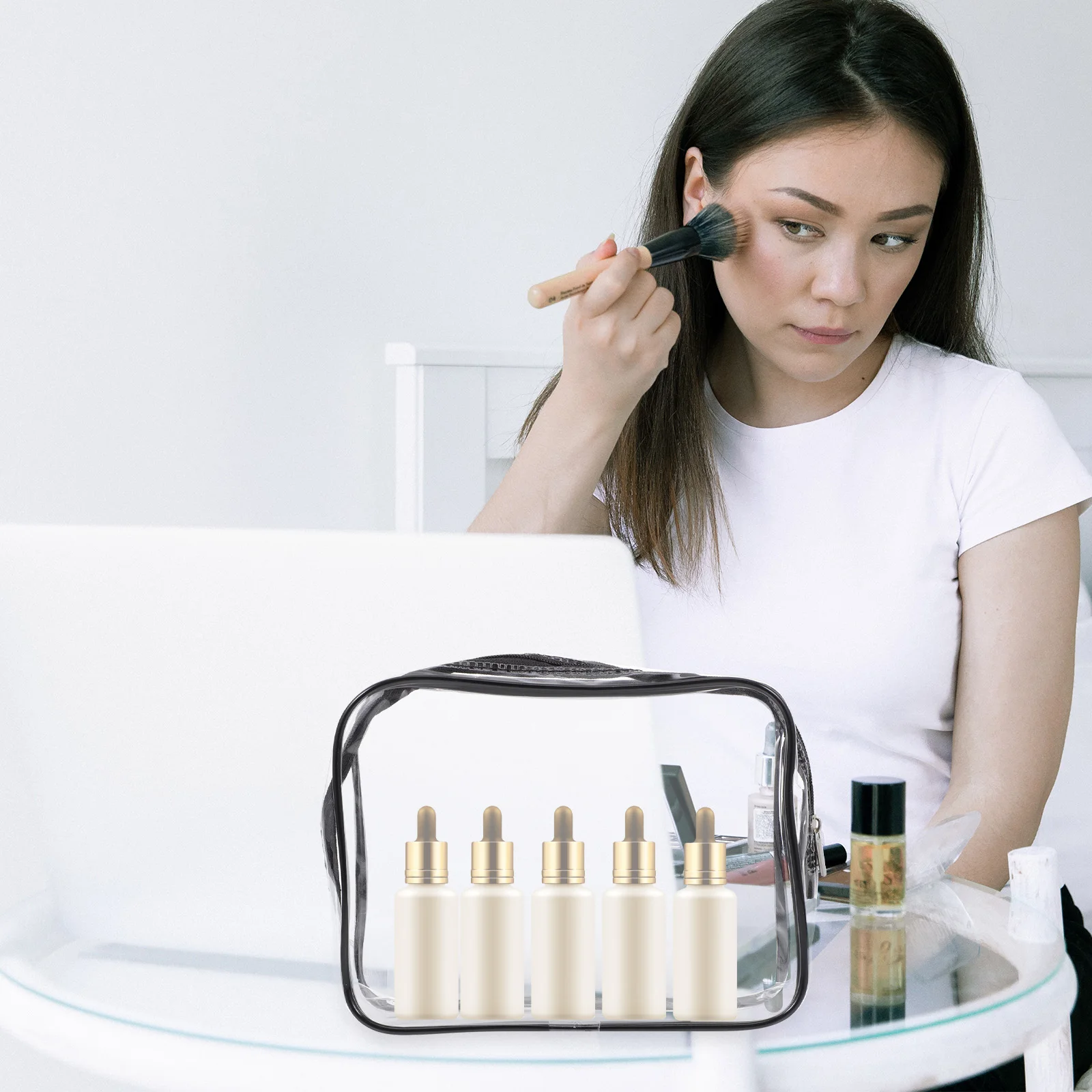 

4pcs Waterproof Makeup Travel Toiletry Pouch Clear Storage Organizer Portable Wash Bag Durable Zipper Closure Lightweight