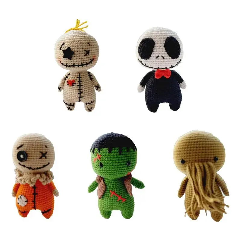 New Halloween Knitting Voodoo Doll Handmade Horror Plushies Doll Home Decoration For Scream Night Parties Room Decor