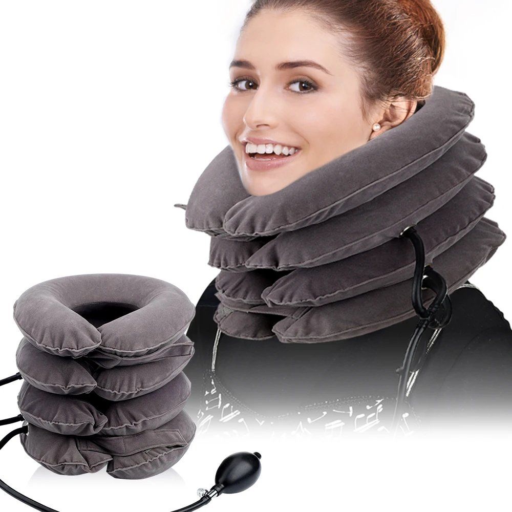 Retractor Cervical inflable, masajeador de aire, tracción Cervical, estiramiento del cuello, almohada suave