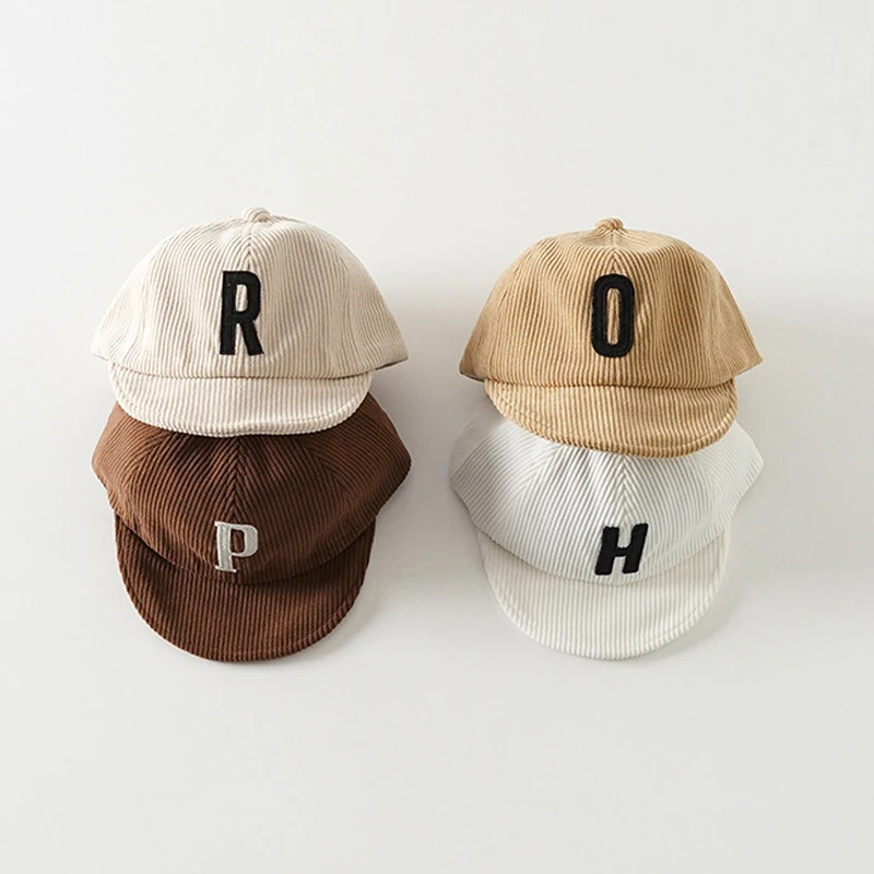 Corduroy Letter Baby Baseball Cap Soft Brim Toddler Kids Peaked Caps Spring Autumn Solid Infant Boys Girls Sun Hat