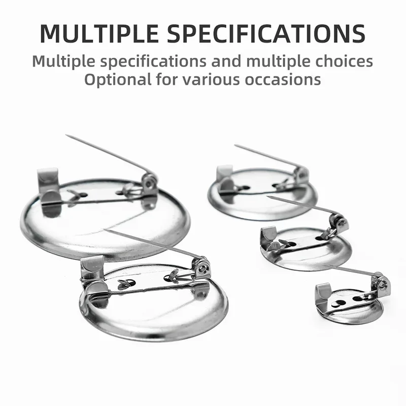 20-50 pezzi perni rotondi Multi-specifica spilla Base vassoio a doppio uso accessori gioielli fai da te fatti a mano spille di sicurezza in metallo