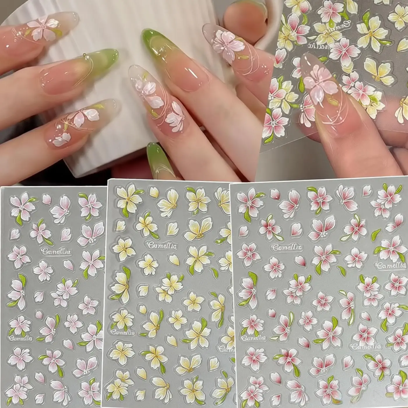 Japanese Embossed Cherry Blossom 3D Nail Art Sticker Pink Relief Flower Decal Supplies For Spring And Summer Nail Art Design