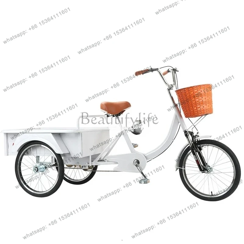 Triciclo para mercado nocturno, carritos de paseo, bicicleta a pedales de alto valor, gran capacidad de carga, ligera.