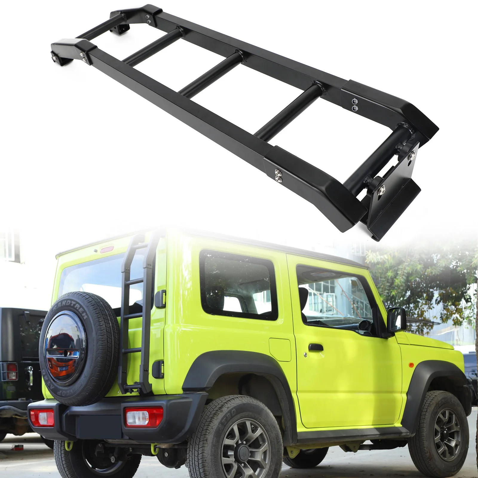 

Artudatech New Aluminum Car Rear Tail Door Ladder Climbing Fit For Suzuki Jimny 2019 2020 2021 2022 2023 BLK Car Accessories