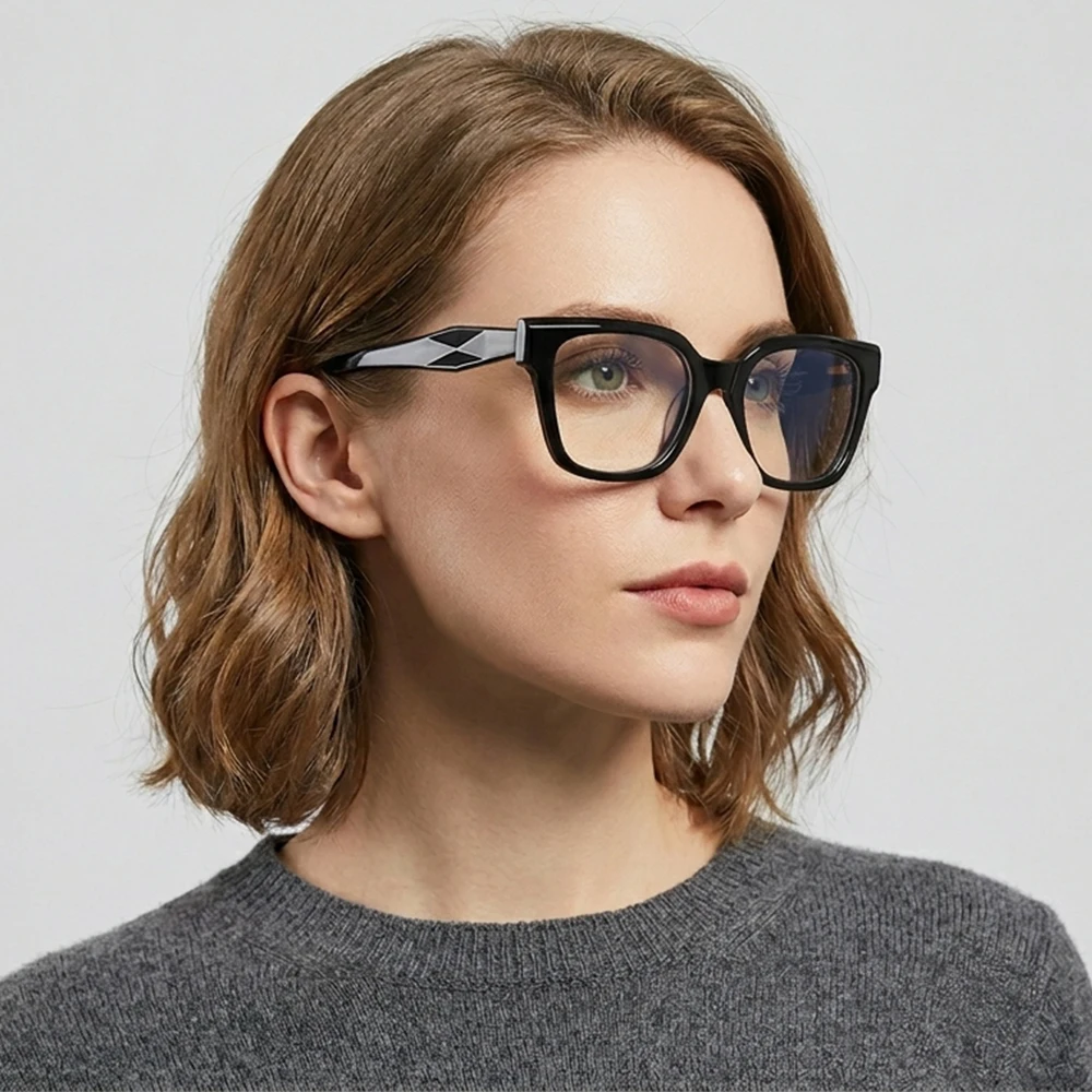 

JMISUS Fashion Butterfly Ultralight Acetate Myopia Glasses for Woman Square Blue Light Filter Photochromic Grey Optical Eyewear