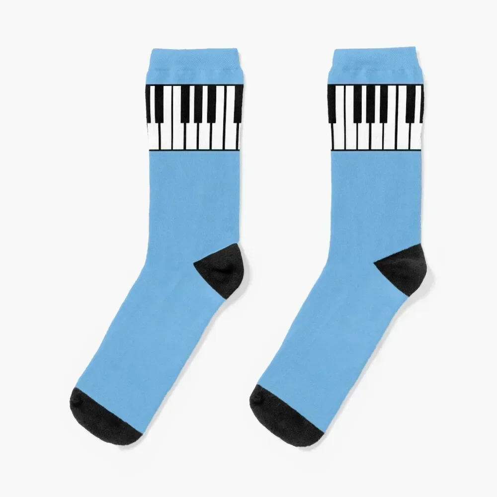 Piano Keyboard on Blue Socks winter heated Socks Man Women's