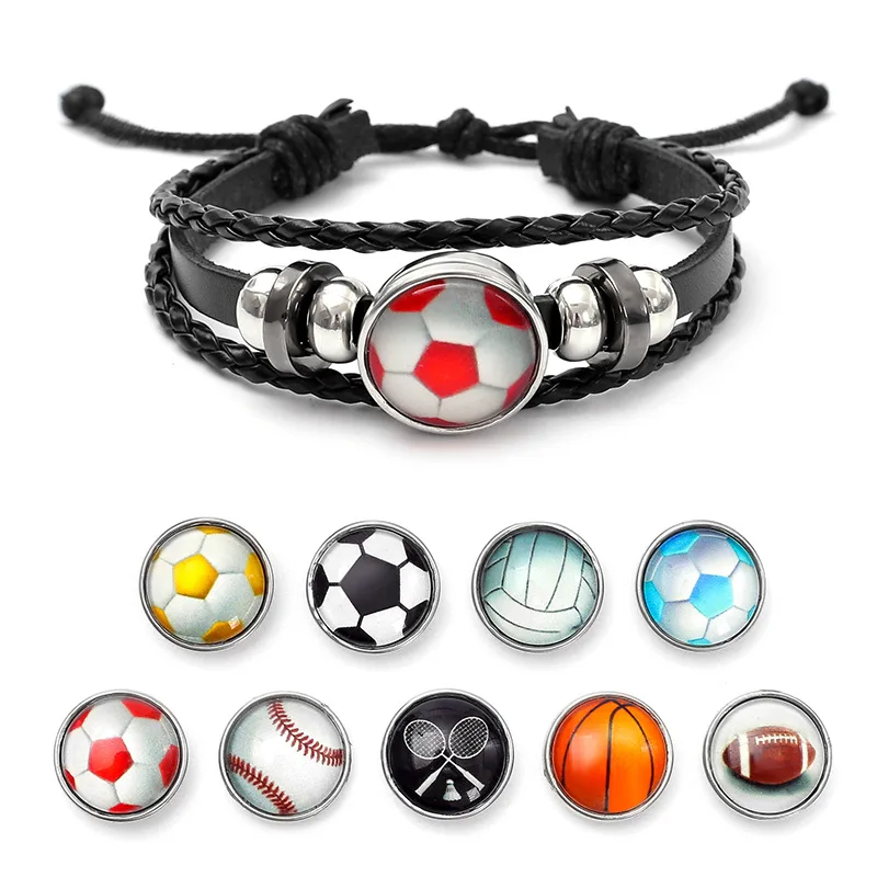 10 قطع جلدية قابلة للتعديل الشرير الكرة كرة القدم سوار سوار أزياء رجالي معصمه أساور مطوية هدايا رياضية للأولاد في سن المراهقة #2