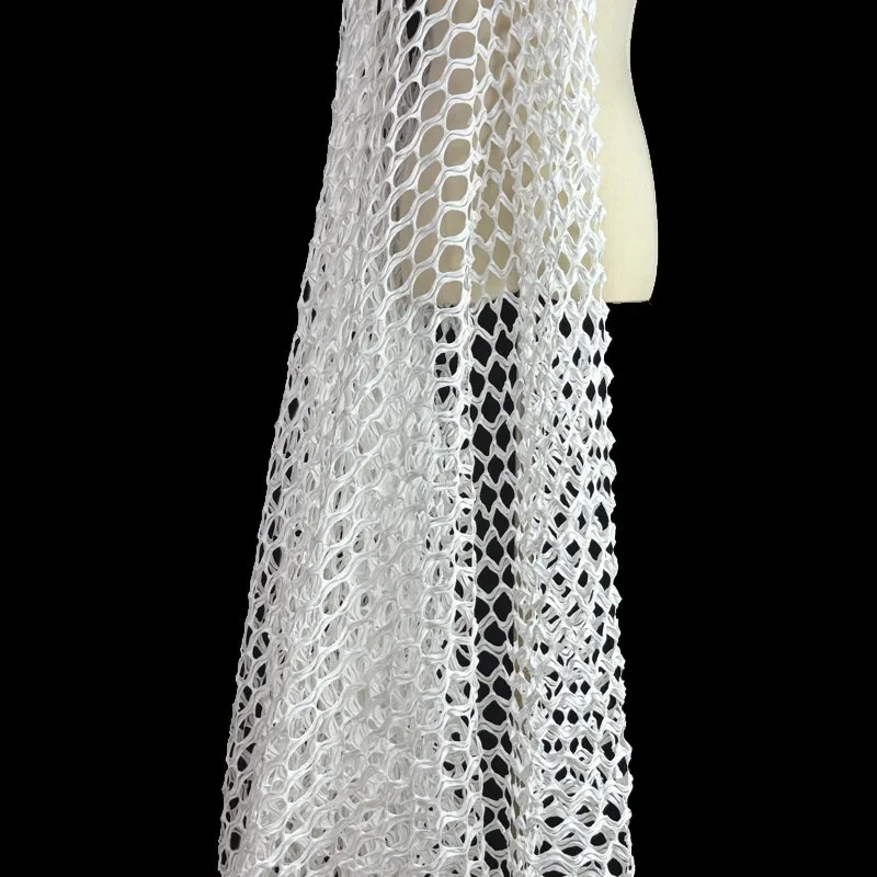 White Large Fishnet Mesh Fabric Hollow Out for Spring Summer DIY Wedding Veil Dress Costume Designer Sewing Accessories
