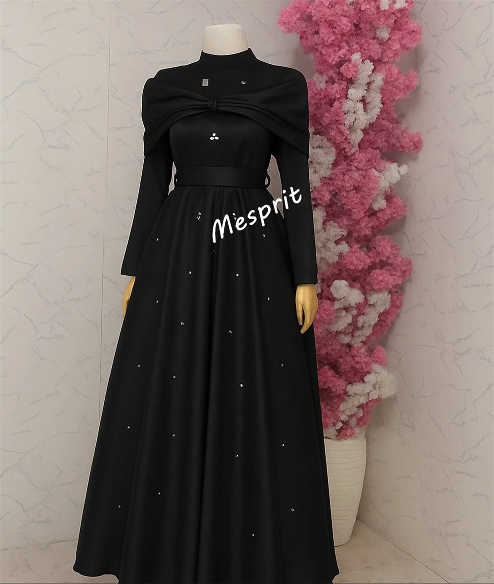 Customized Charmeuse Rhinestone Glitter High Collar A-line Midi Dresses Bespoke Occasion Prom Elegant Party Evening Dress