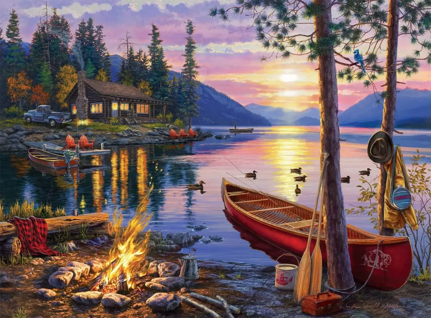 

Wooden Jigsaw Puzzle 120/300/500/1000 Piece for Adult Canoe Lake Landscape Puzzle Games Night Educationa Toys Birthday Gifts