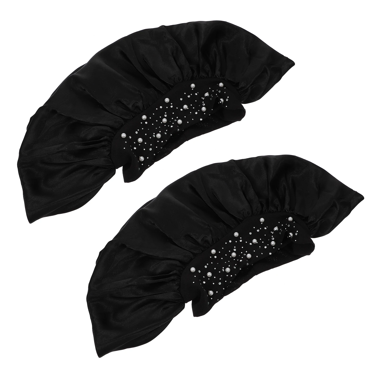 

2 Pcs Imitation Silk Shower Bath Caps Waterproof Headwears Fresh Polyester