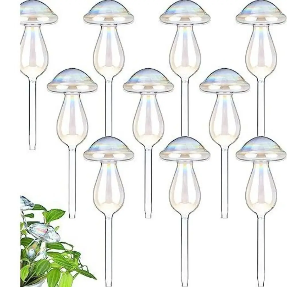 

Mushroom Shape Plant Watering Glass Globes Glass Rainbow Mushroom Automatic Watering Device Self Watering