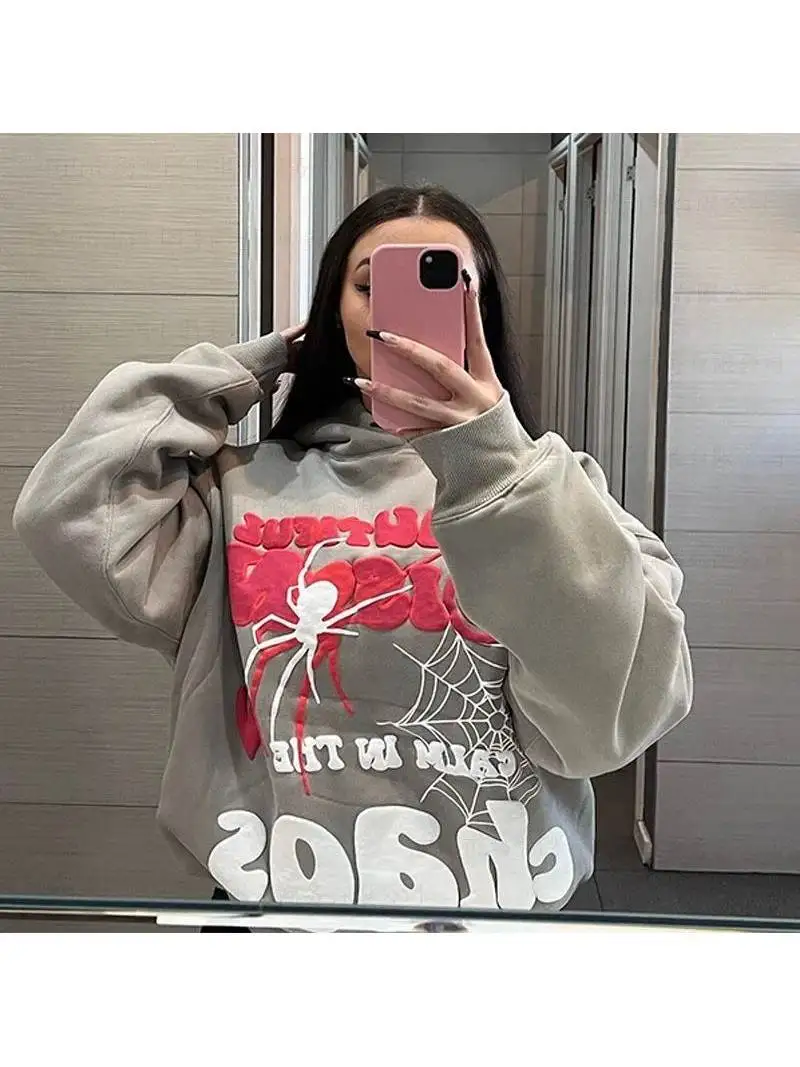 ديبتاون Y2K Harajuku Sle الوردي هوديس المرأة Aphic طباعة البلوزات الرجعية فيتي f-slim صالح الحضرية المشي raet Ci...