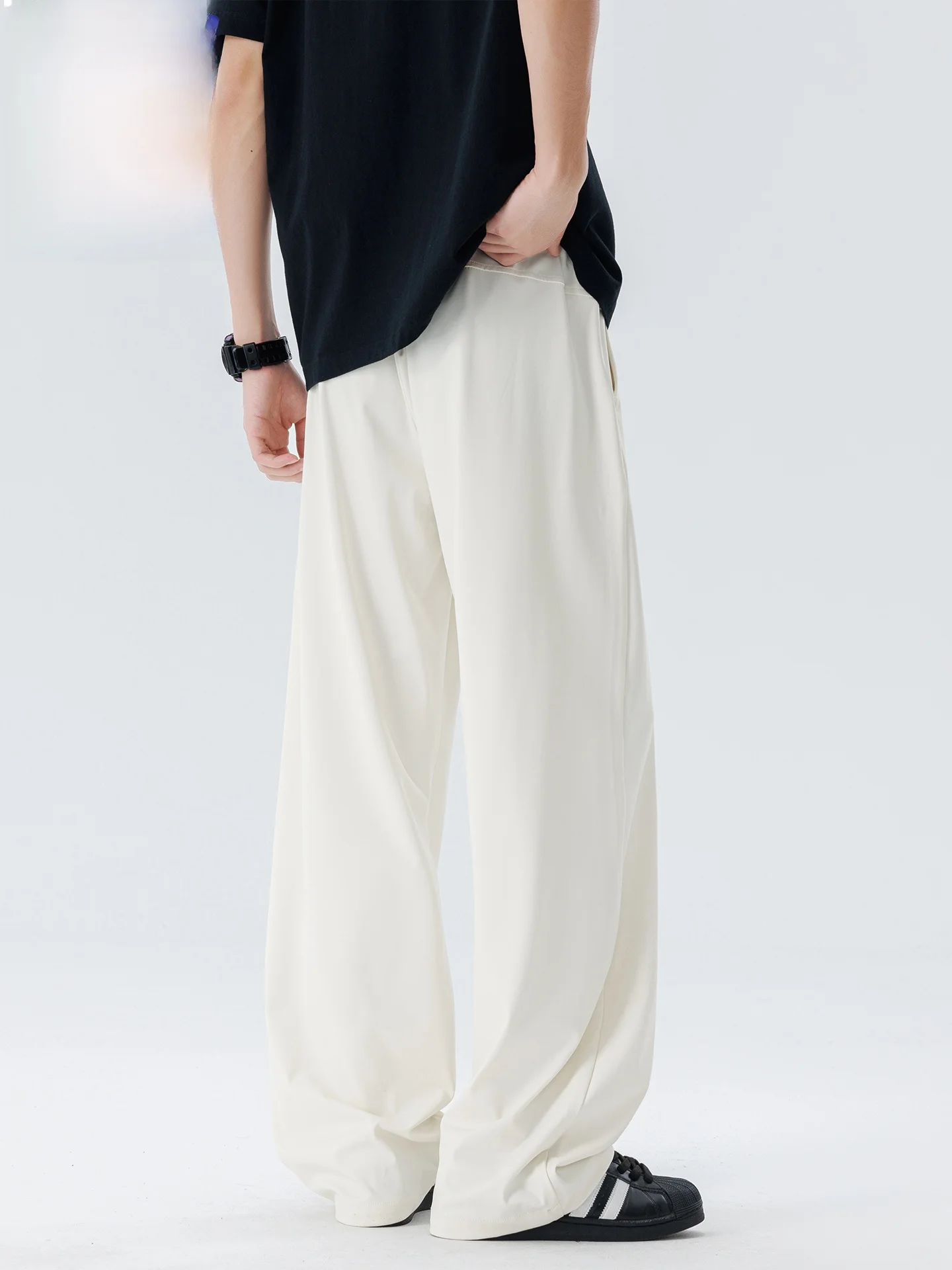 

Wassup Tenet Ice Silk Men's Casual Pants Summer Thin Straight Loose Qui Dry Sport Long Trousers Drapey Casual Nylon Fabric