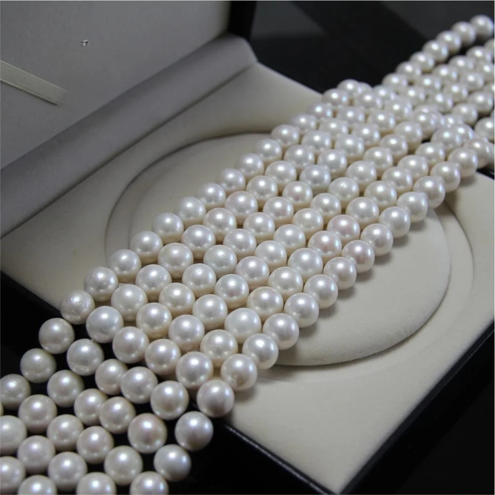 

Natural white freshwater pearl beads wholesale round beads pearl necklace semi-finished product