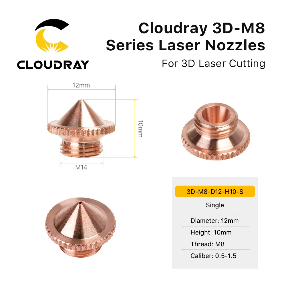 

Точная режущая Лазерная насадка Cloudray серии 3D M8 Калибр 0,5 ~ 4,0 мм для волоконно-лазерной режущей головки