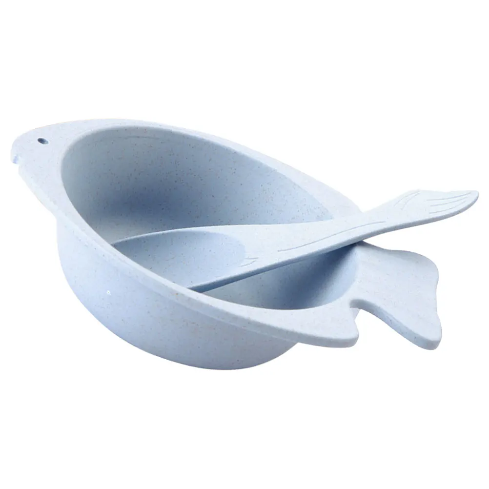 

2 Pieces Kids Fish Bowl Spoon Set Pink Unbreakable Wheat Straw Bowls for Toddlers Lightweight Sturdy Stackable Design