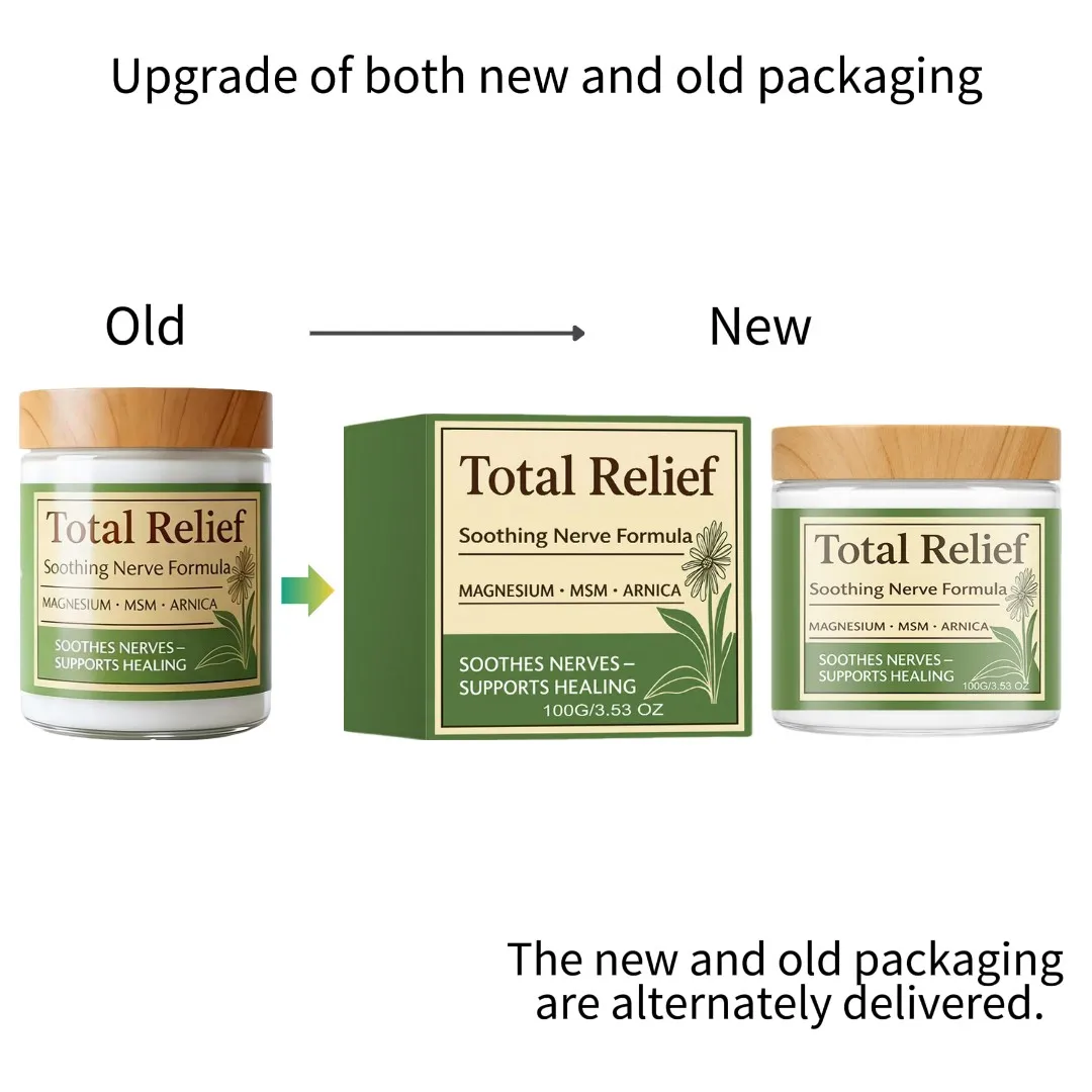 Natural Total Relief Nerve Soothing Cream, Magnesium & Arnica Infused Moisturizer for Daily Body Care & Skin Brightening