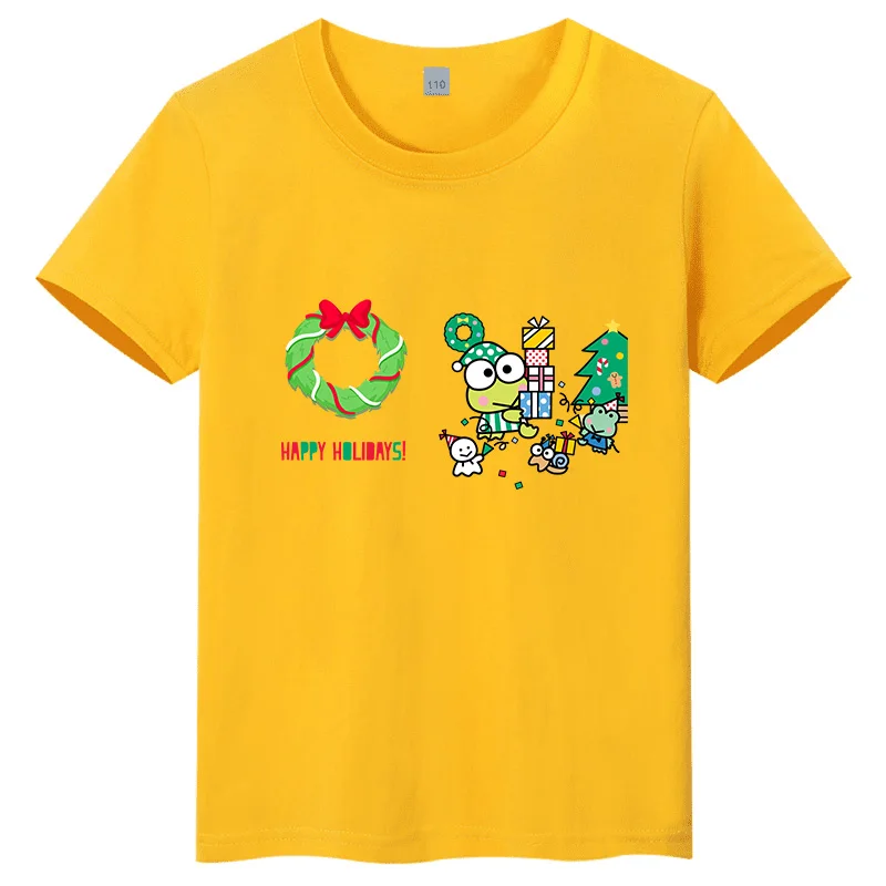 

2026 Summer New Cute Big Eye Frog Pattern Printed Children's T-shirt Round Neck Parent Child Top Short Sleeve
