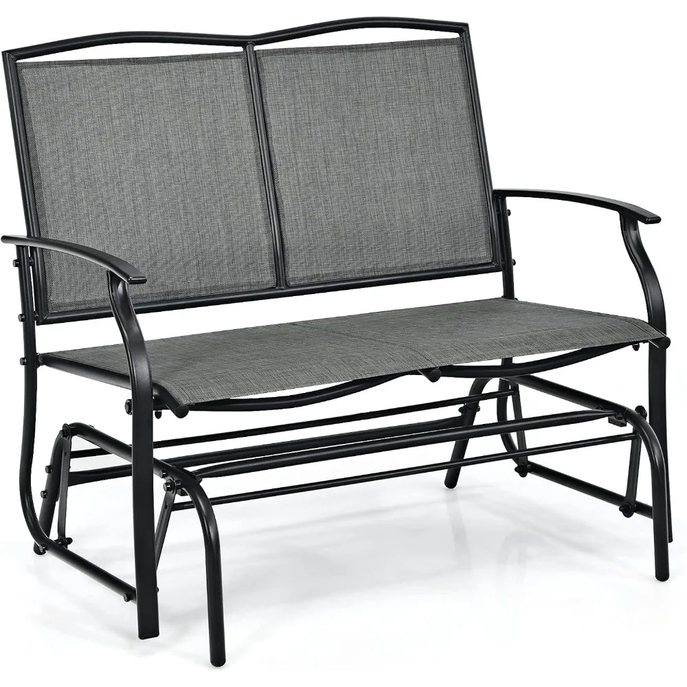 Bancos planeadores para patio para exterior, silla columpio con estructura de acero, capacidad de 400 libras, balancín oscilante para patio, 2 personas