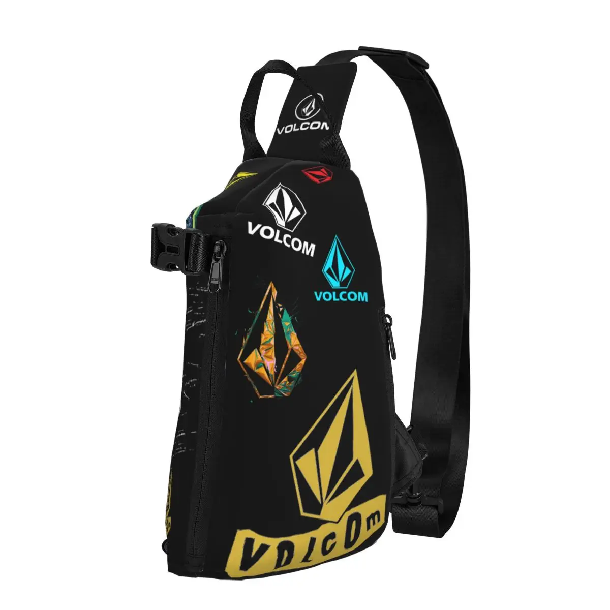 Volcom Logo Chest Bag Men Sling Crossbody Backpack Chest Bag Travel Hiking Daypack Shoulder Bag