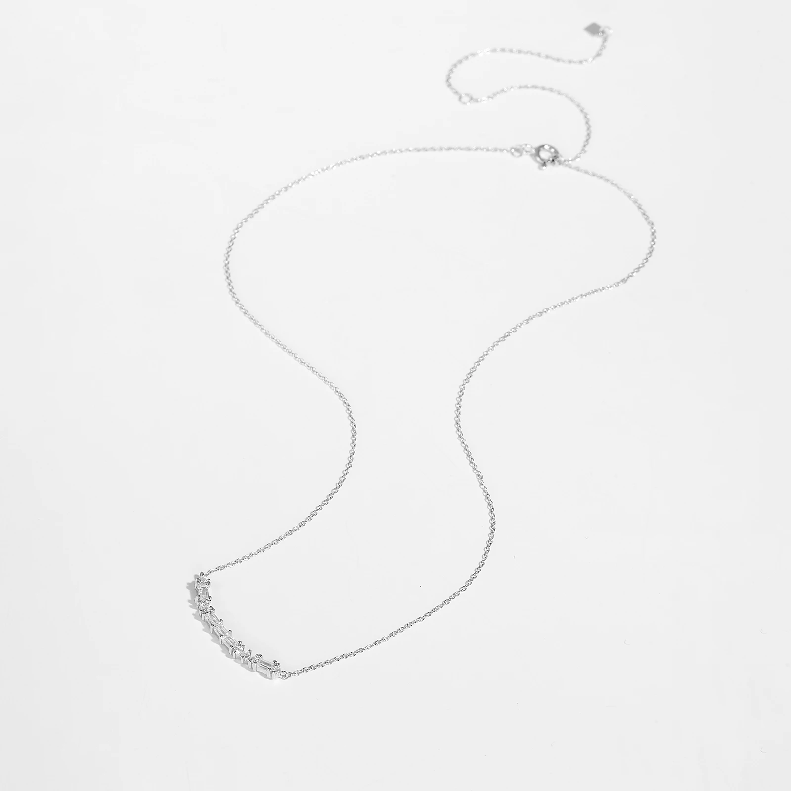 ANDYWEN New 100% 925 Sterling Silver Moon Zircon CZ Square Line Pendant Long Chain Necklace 2022 Spring New Choker Women Fashion