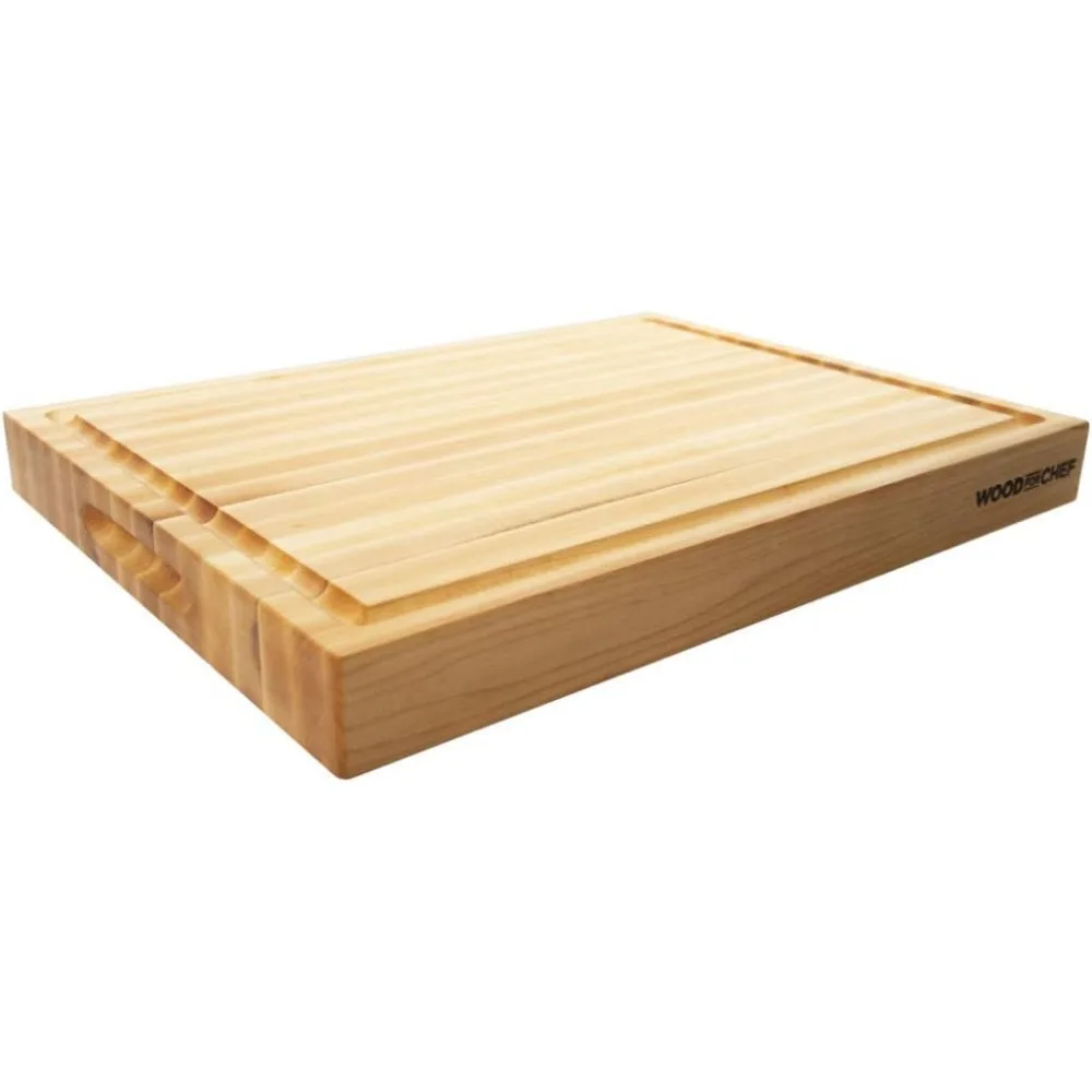 

Medium Wood Cutting Board from Canadian Maple - A Reversible Butcher Block That Comes with Juice Groove for Cutting Meat and Jui