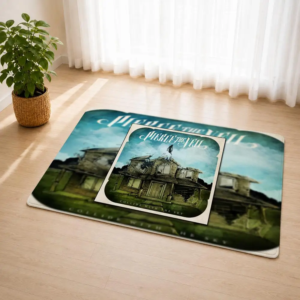 P-Pierce The Veil Rock Band Floor Mat Flannel Rug Soft Non Slip Door Mat For Bathroom Bedroom Kitchen Living Room Home Decor