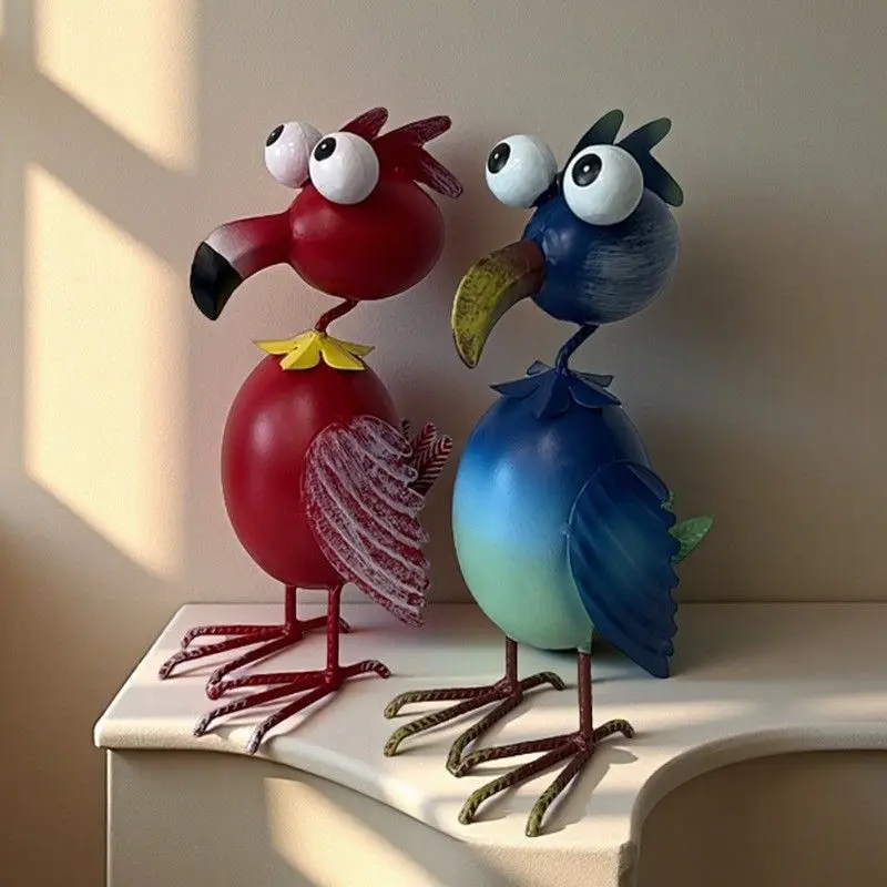 

Синяя металлическая скульптура павлина, декоративное украшение для патио с фламинго, уличный сад, орнамент в виде павлина, поделки