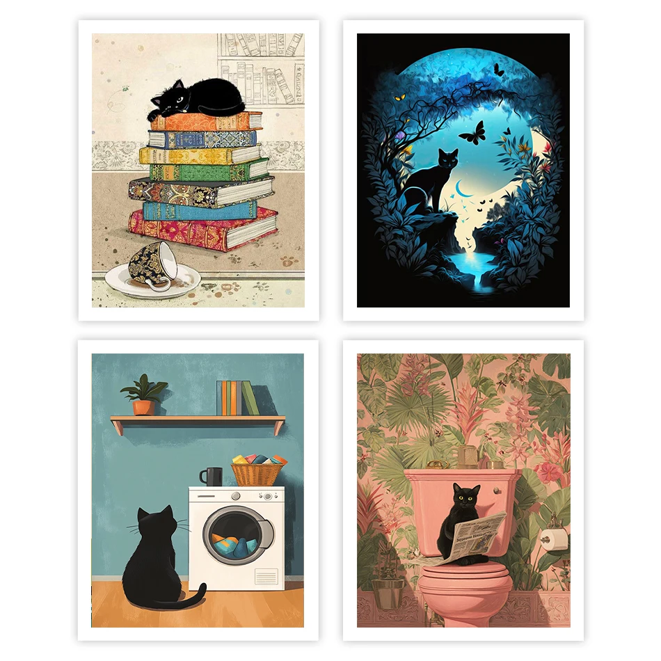 

GATYZTORY Painting By Numbers Adult Coloring black cat Handmade Acrylic Paints On Canvas Drawing Oil Art Picture Frame Wall Art