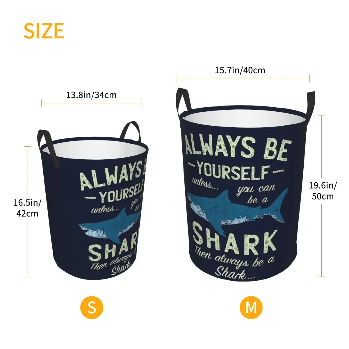 Always Be A Shark Folding Laundry Baskets Dirty Clothes Toys Sundries Storage Basket Large Waterproof Hamper For Home Kids