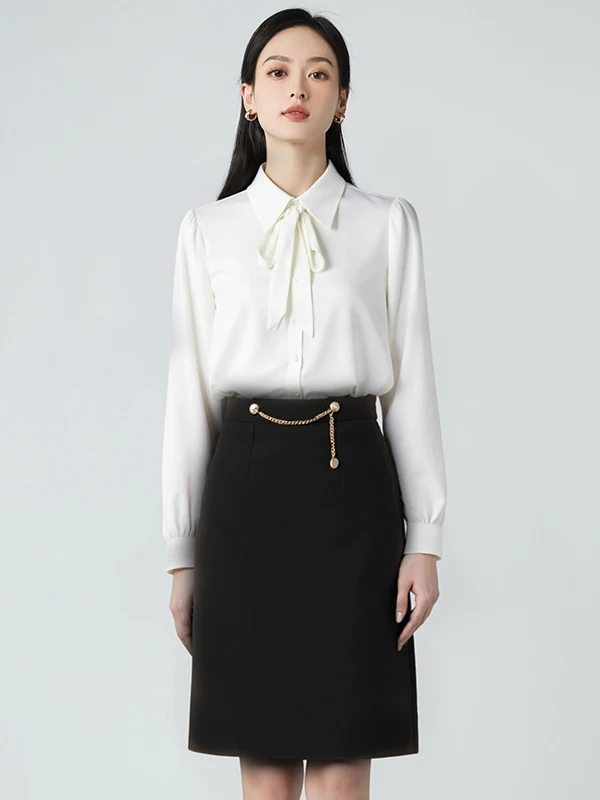 Caramel-Colored Business Style  Skirt Women's Spring Summer Autumn Straight Cut Slimming Office Commute Midi Skirt
