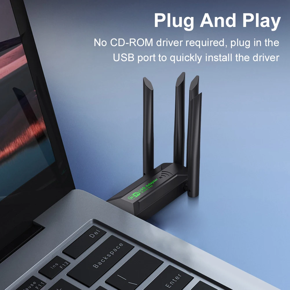 Wireless Network Card 1300Mbps External Network Receiver Transmitter Signal Reception Dongle for PC Desktop Laptop