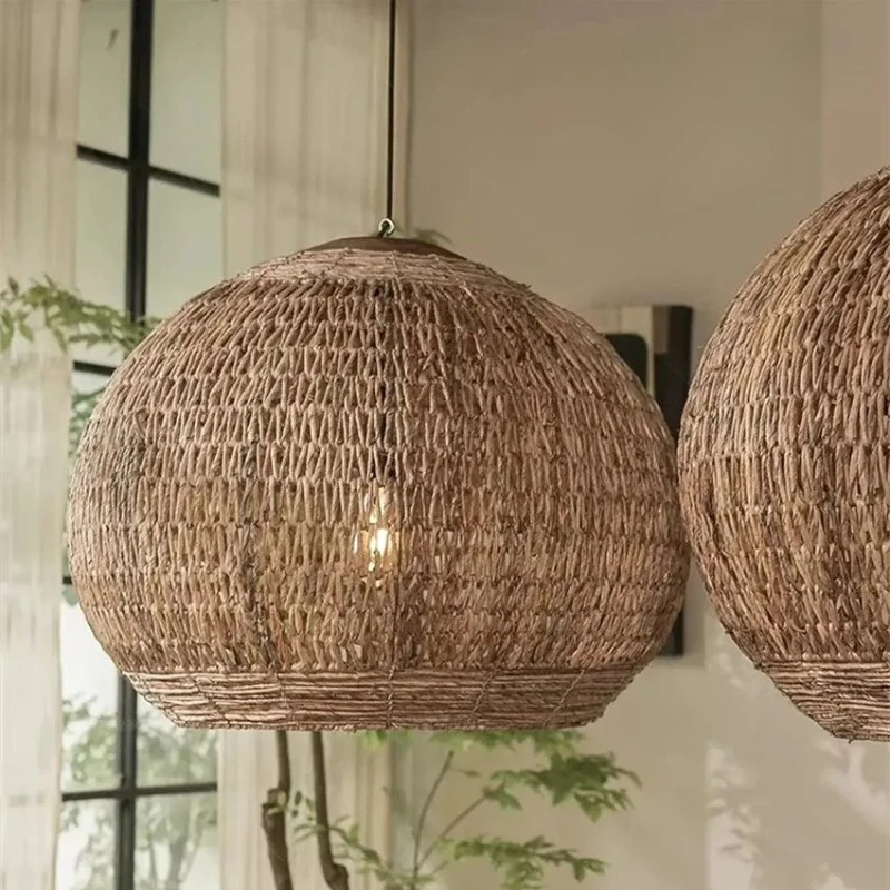

Retro Wind Vine Weaving Art Chandelier Wabi Sabi Countryside Lighting Creative Weaving Southeast Asian Restaurant Homestay Lamps