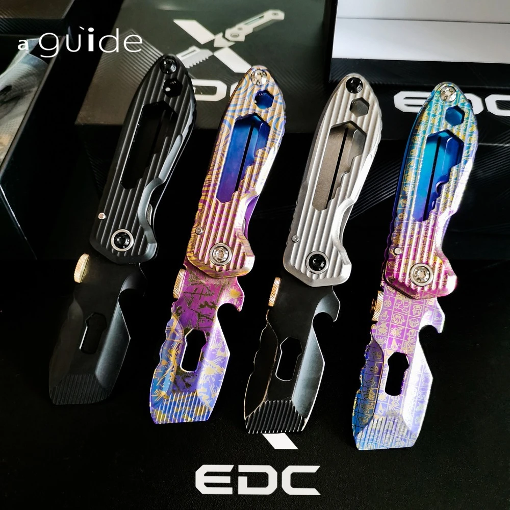 AGUIDE EDC Crowbar, Titanium Alloy Folding Outdoor Portable Multifunctional Decompression Toy