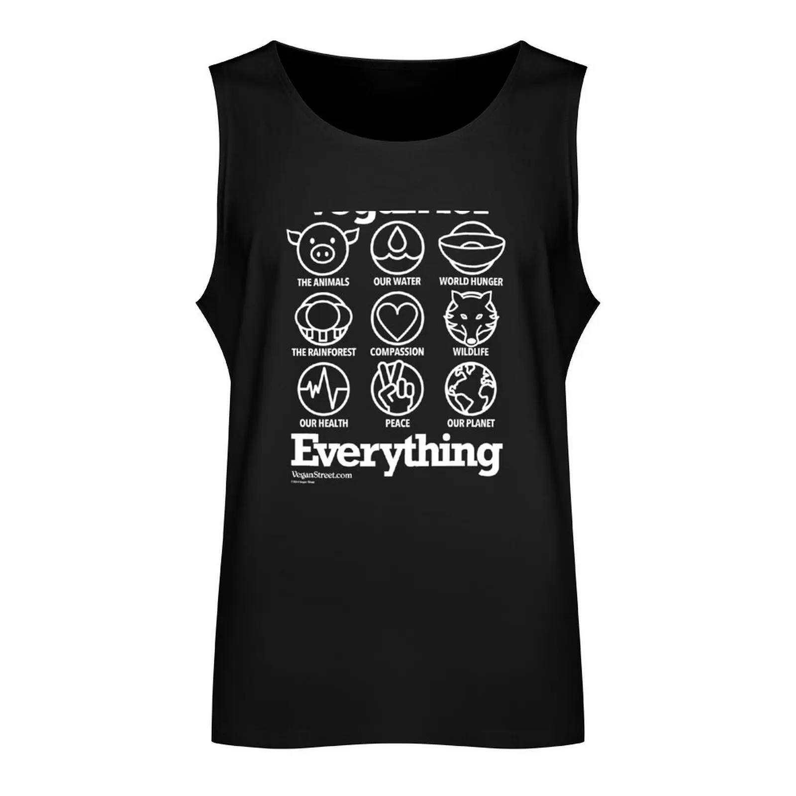 Vegan for Everything (white print) Tank Top Men's sleeveless Men's t-shirt cotton t-shirts man mens designer clothes