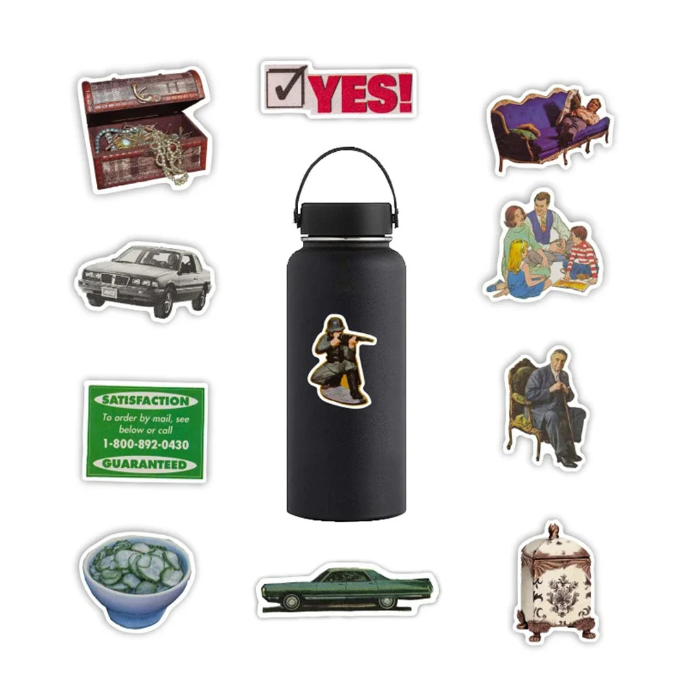 สติกเกอร์ลายกราฟฟิตีวินเทจ 50 ชิ้น สำหรับตกแต่งสมุดบันทึก งาน DIY สไตล์เรโทร ลายการ์ตูน ของเล่น โทรศัพท์ กระเป๋าเดินทาง จักรยาน แล็ปท็อป รถยนต์ สติกเกอร์ PVC