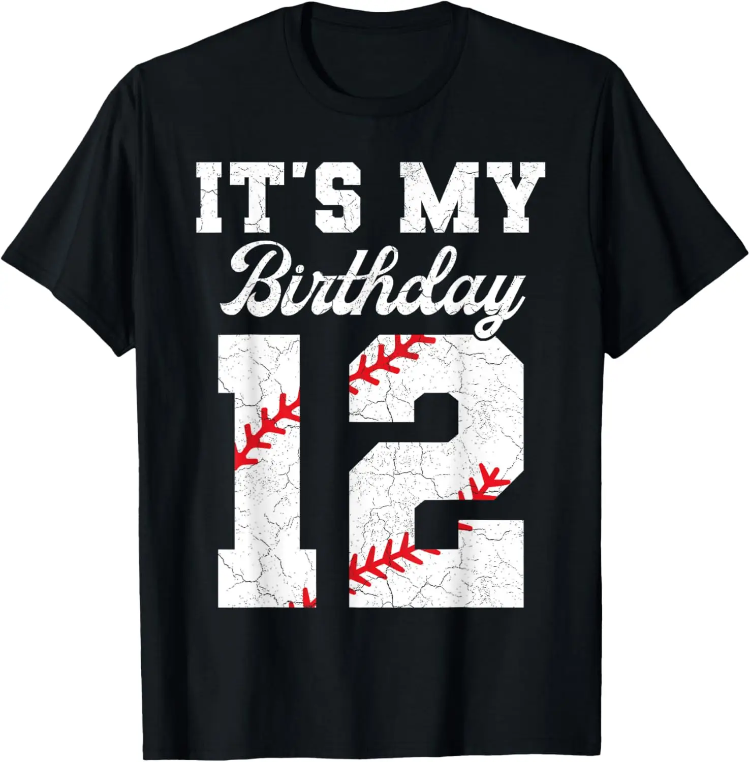 Birthday Boy Tee 12 Baseball Its My 12th Birthday Boys Girls T-Shirt