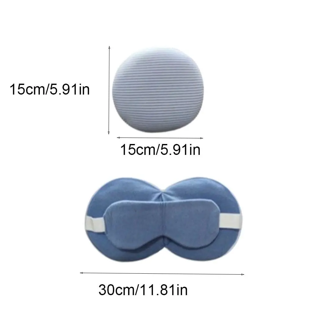 Fashion Stripe 2 in 1 Eye Mask Pillow Soft Foldable Travel Folding Pillow Sleep Tool Storage Hook Neck Headrest Office view 5