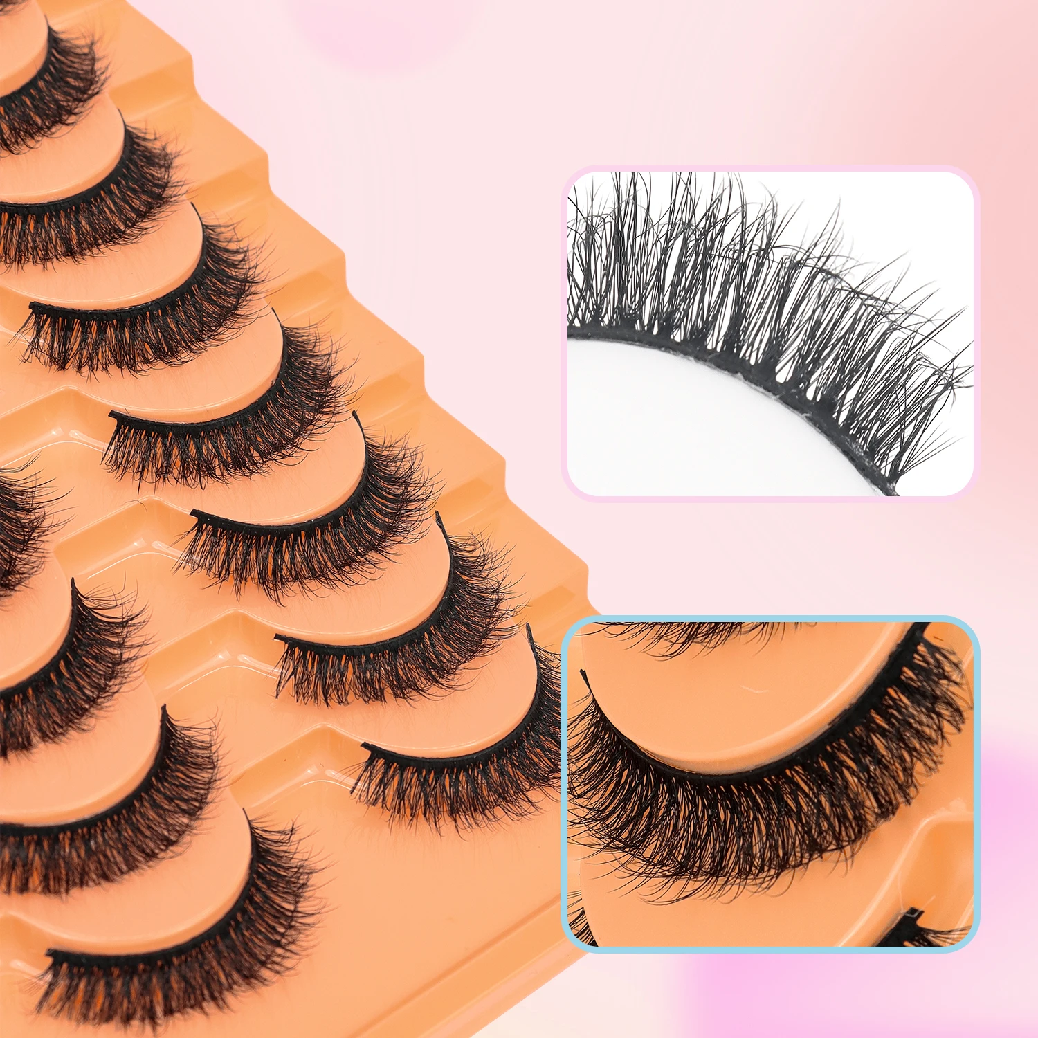 Pluizige valse wimpers 10 paar Russische strip nepwimper Natuurlijke wimperstrips Wimpers Pack D Krul Korte wimpers Natuurlijke uitstraling